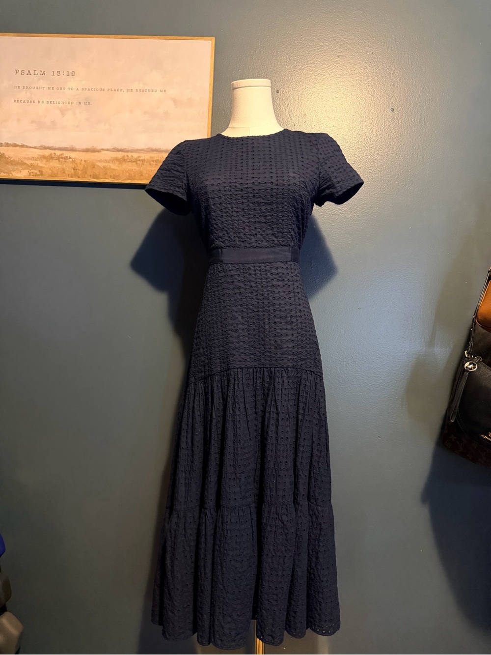 Banana Republic Navy Eyelet Maxi Dress